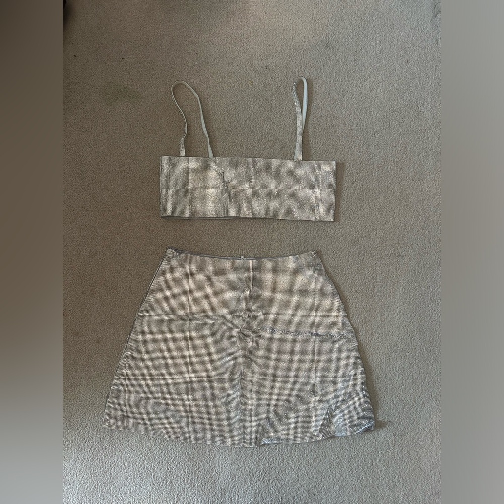 Rhinestone Skirt Set